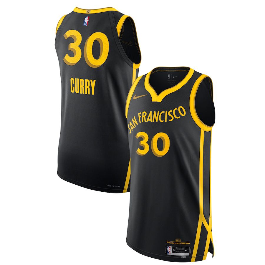 Men Golden State Warriors #30 Stephen Curry Nike Black City Edition 2023-24 Authentic NBA Jersey->denver nuggets->NBA Jersey